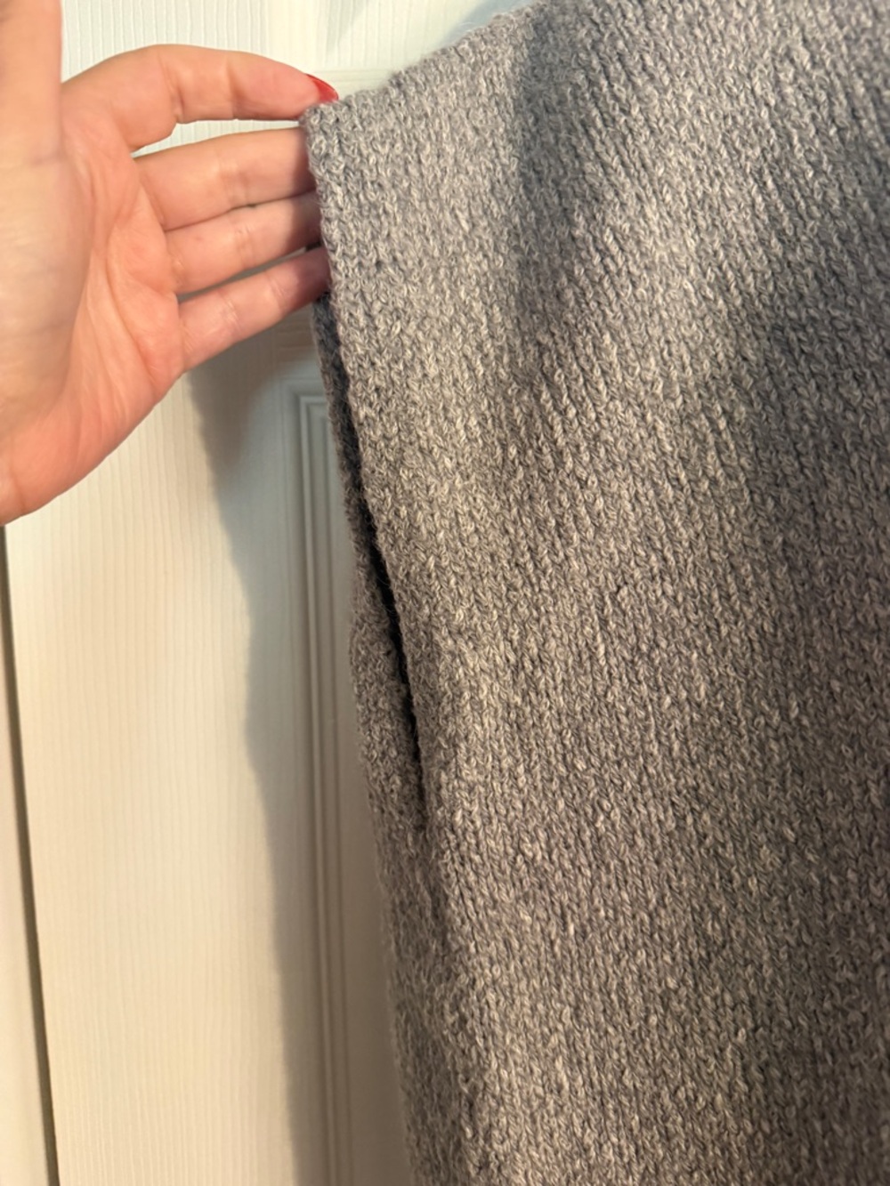 Eileen Fisher Baby Alpaca Peruvian Cotton Knit V-Neck Sweater Size Medium Gray - Picture 4 of 10